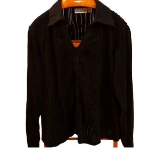 Coldwater Creek Black Textured Button Down Overblouse Jacket 3X EUC